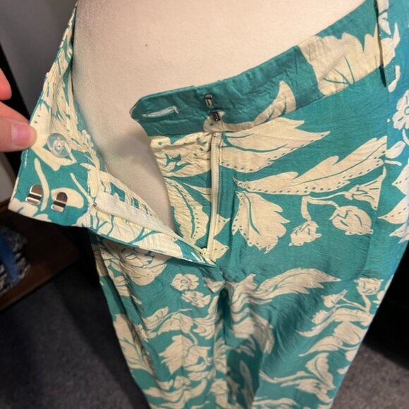 Floral Teal and Cream Trousers - Picture 4 of 6